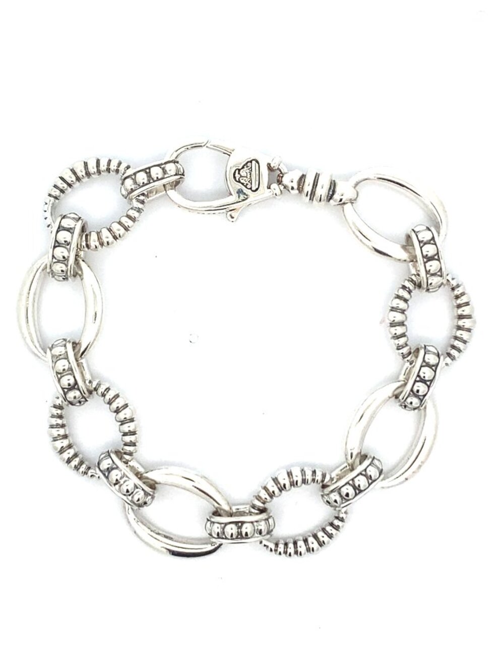 Lagos Sterling Silver Oval Fluted Link Bracelet -7.5"